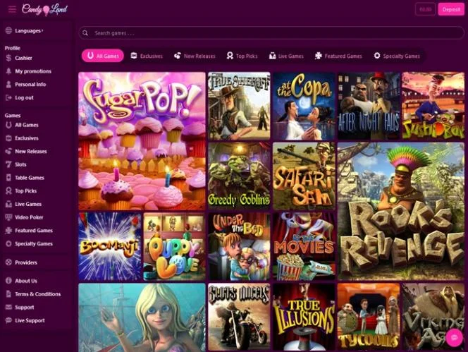 Candyland casino security interface